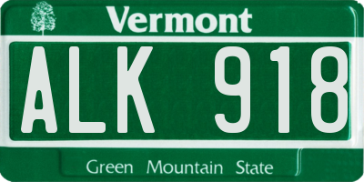 VT license plate ALK918