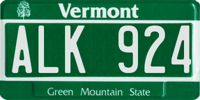 VT license plate ALK924