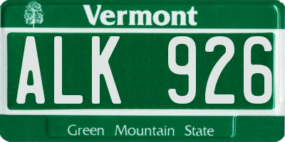 VT license plate ALK926