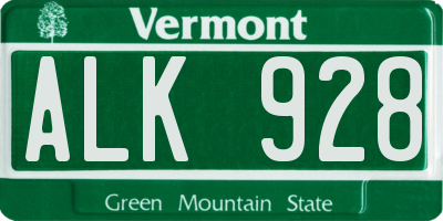 VT license plate ALK928