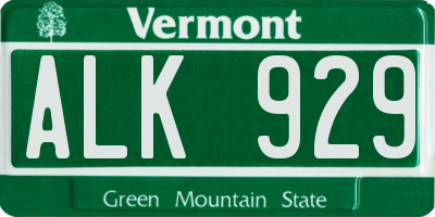 VT license plate ALK929