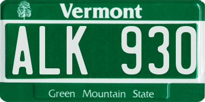 VT license plate ALK930