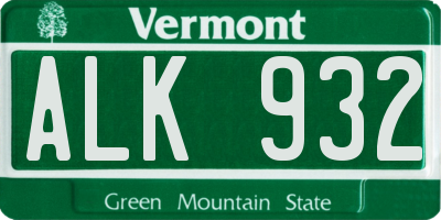 VT license plate ALK932