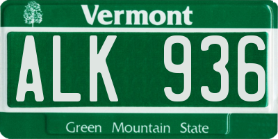 VT license plate ALK936