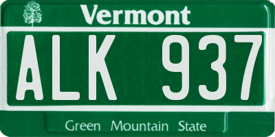 VT license plate ALK937