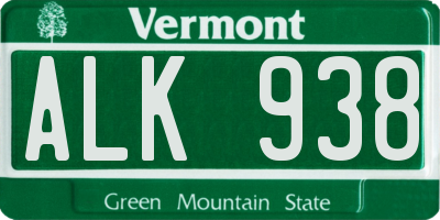 VT license plate ALK938