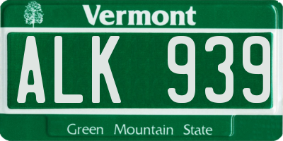VT license plate ALK939
