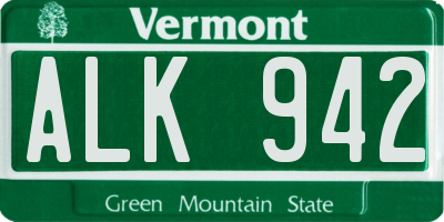 VT license plate ALK942