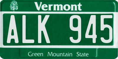 VT license plate ALK945