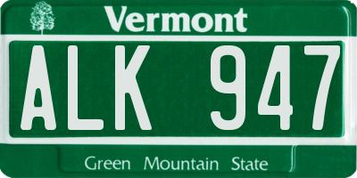 VT license plate ALK947