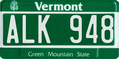 VT license plate ALK948