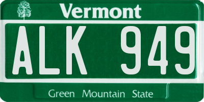 VT license plate ALK949