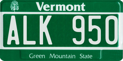 VT license plate ALK950