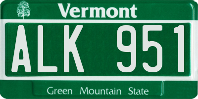 VT license plate ALK951