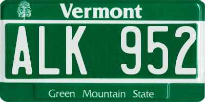 VT license plate ALK952
