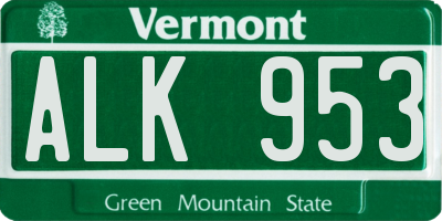 VT license plate ALK953