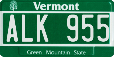 VT license plate ALK955