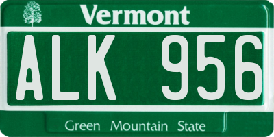 VT license plate ALK956