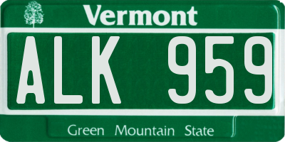 VT license plate ALK959