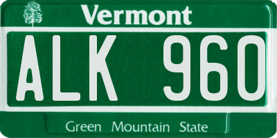 VT license plate ALK960