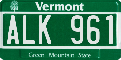 VT license plate ALK961