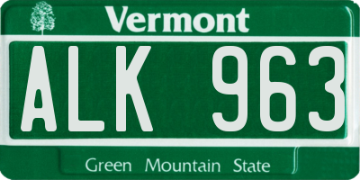 VT license plate ALK963