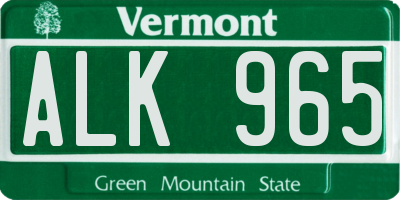 VT license plate ALK965