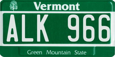 VT license plate ALK966