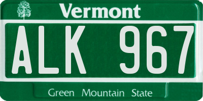 VT license plate ALK967