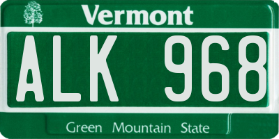 VT license plate ALK968