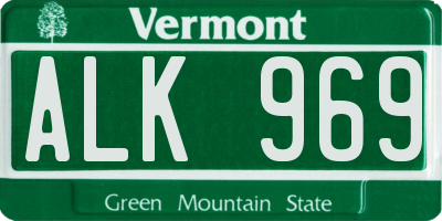 VT license plate ALK969
