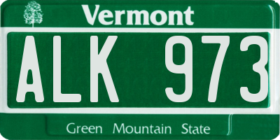 VT license plate ALK973