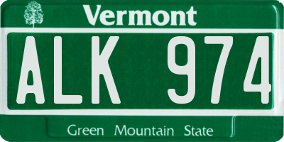VT license plate ALK974