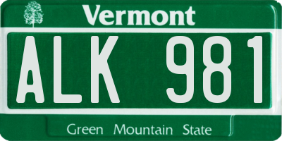 VT license plate ALK981