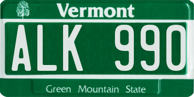 VT license plate ALK990