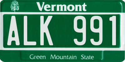 VT license plate ALK991