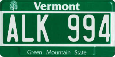 VT license plate ALK994