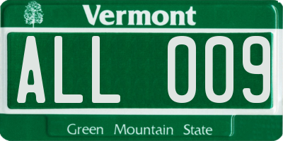 VT license plate ALL009