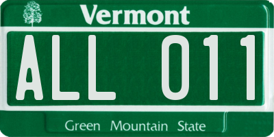 VT license plate ALL011