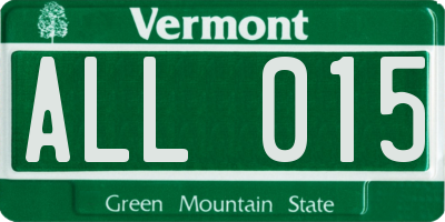 VT license plate ALL015