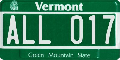 VT license plate ALL017