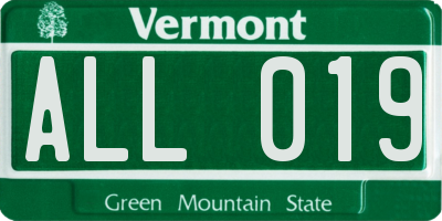 VT license plate ALL019
