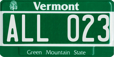 VT license plate ALL023