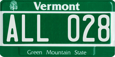 VT license plate ALL028