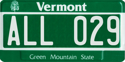 VT license plate ALL029