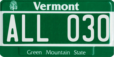 VT license plate ALL030
