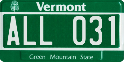 VT license plate ALL031