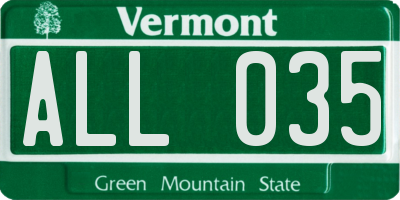 VT license plate ALL035