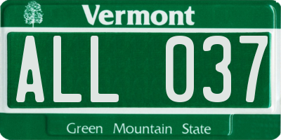 VT license plate ALL037