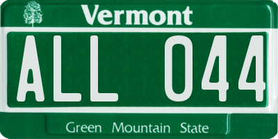 VT license plate ALL044